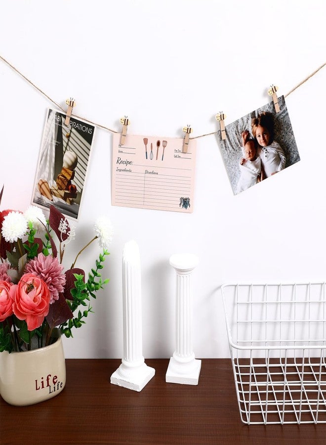 Amosfun 50pcs Mini Bee Wooden Clothespins with Jute Twine 1.6 Inch Pegs for Hanging Photos Present Tags Christmas Tree Ornaments - Image 4