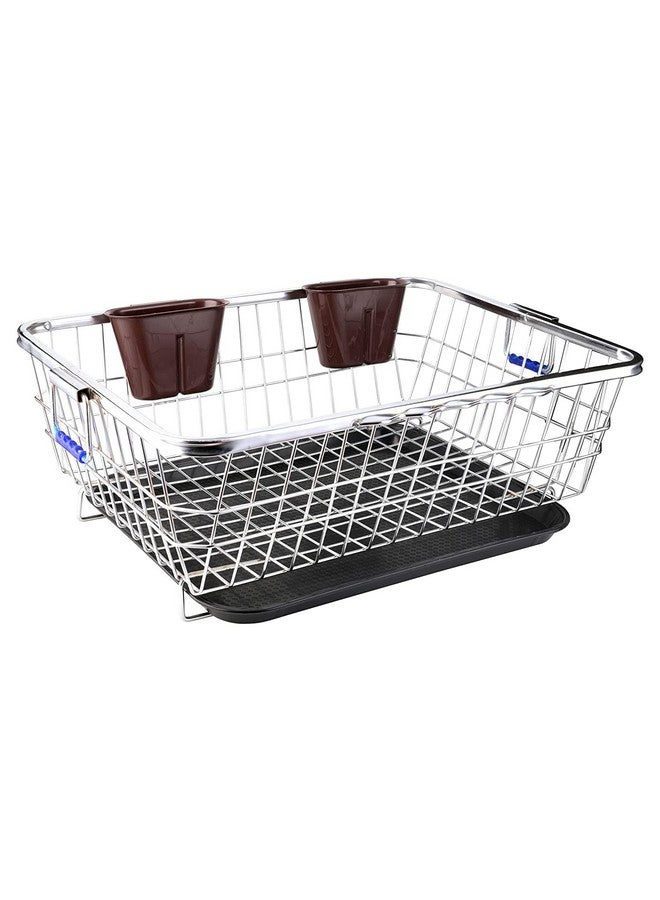 Vishva 60 x 47 x 23 Cm Stainless Steel Dish Drainer Rack Utensil Drying Stand for Kitchen Plate Rack Bartan Basket Sink Counter Top Dish Drainer Rack Drainer Basket Steel With 2 Pic Spoon Stand - Image 1