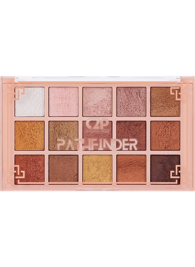 C2P PROFESSIONAL MAKEUP - C2P Pro Shimmer Glitter Eyeshadow Palette | 15 Colour Pathfinder Eye Shadow Kit For Women Long Lasting Highly Pigmented For Eye Makeup (Rigid Rose 05, 24 Gm) - Image 1