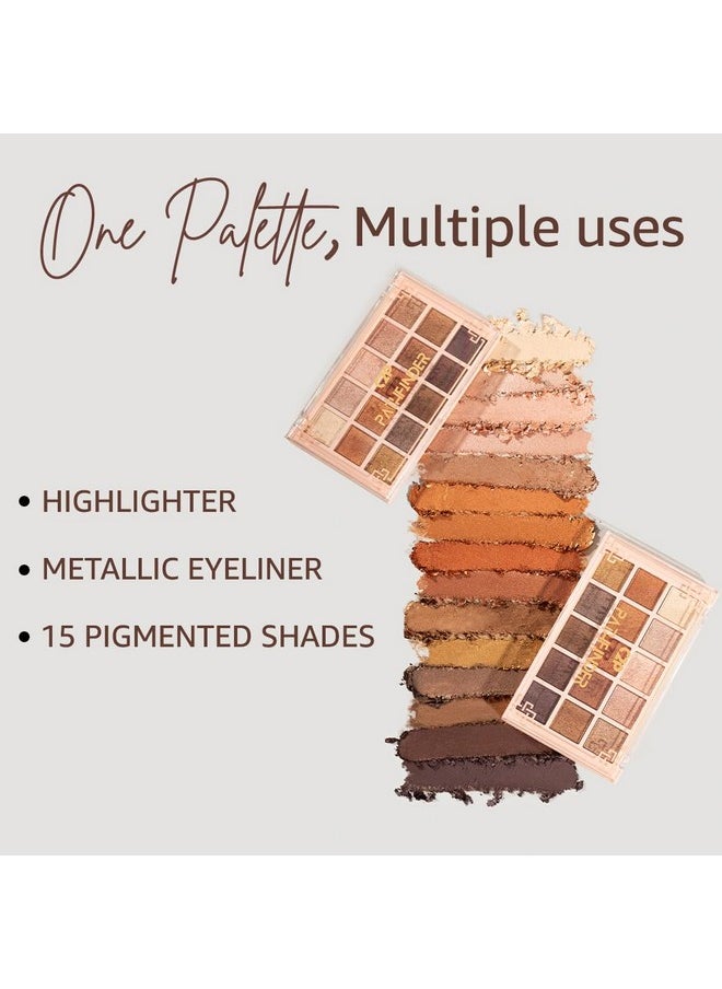C2P PROFESSIONAL MAKEUP - C2P Pro Shimmer Glitter Eyeshadow Palette | 15 Colour Pathfinder Eye Shadow Kit For Women Long Lasting Highly Pigmented For Eye Makeup (Rigid Rose 05, 24 Gm) - Image 1