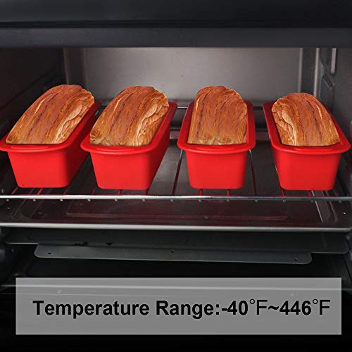 SILIVO 4 Pack Mini Loaf Pans - Nonstick Silicone Bread Baking Pans for Small Loaf and Meatloaf - 5.7x2.5x2.2 Inch - Image 3