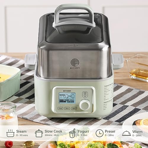 BUYDEEM G553 5-Quart بخاري طعام كهربائي لـ 2-4 حصص، بخاري خضروات بلمسة واحدة للطهي، بخاري رقمي متعدد الوظائف، بخار سريع، صينية بخاري من الفولاذ المقاوم للصدأ، بدون أواني يخنة - Image 4