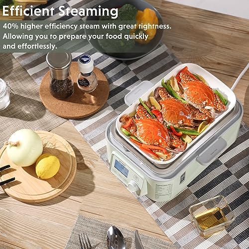 BUYDEEM G553 5-Quart بخاري طعام كهربائي لـ 2-4 حصص، بخاري خضروات بلمسة واحدة للطهي، بخاري رقمي متعدد الوظائف، بخار سريع، صينية بخاري من الفولاذ المقاوم للصدأ، بدون أواني يخنة - Image 5