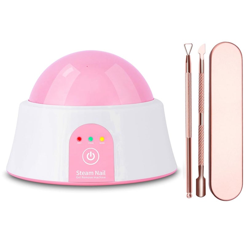 I·B·N G Electric Nail Soak off Bowl Heated, Manicure Nail Soaking Bowl Nail Soaker with Gold Cuticle Pusher for Acrylic Nail Polish Remover, Pink