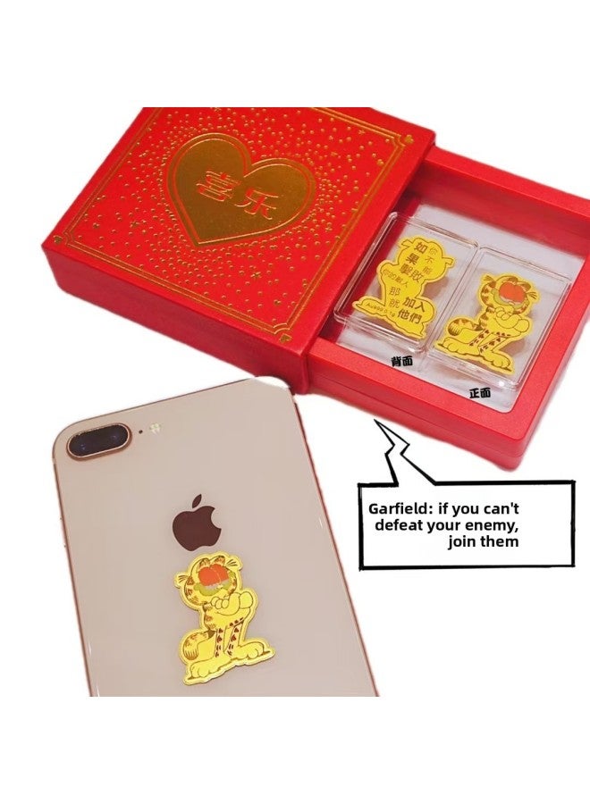 Gold 999 Phone Gold Sticker Doraemon Yugui Dog Donald Duck Minions Strawberry Bear Pure Gold Phone Sticker-Specifications Support Image Upload:Garfield Mobile Phone Sticker About 0.01 Grams - Image 1