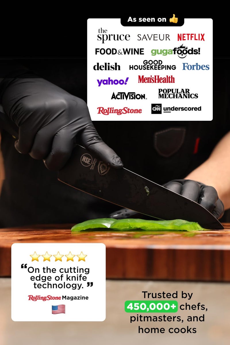 Dalstrong Chef Knife - 8 inch - Shadow Black Series - Black Titanium Nitride Coated - Razor Sharp Kitchen Knife - High Carbon 7CR17MOV-X Vacuum Treated Steel - Sheath - NSF Certified - Image 2