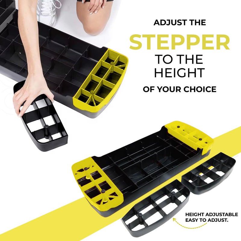 Sparnod Fitness SAS-1000 Aerobic Gym Stepper for Exercise at Home, Adjustable Height, Anti-Skid Surface, Supports up to 225 kg, Compact & Portable, Ideal for Cardio, Strength Training & Pilates Yellow - Image 4