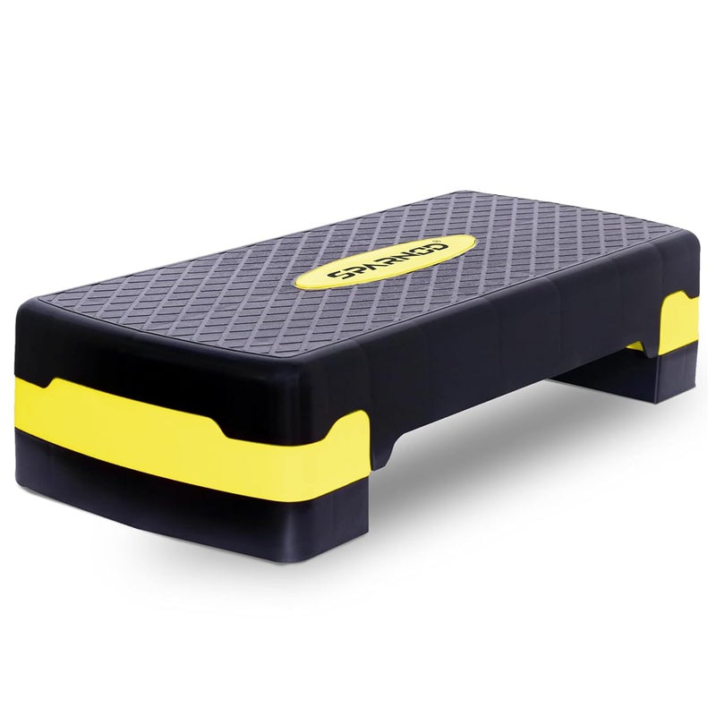 Sparnod Fitness SAS-1000 Aerobic Gym Stepper for Exercise at Home, Adjustable Height, Anti-Skid Surface, Supports up to 225 kg, Compact & Portable, Ideal for Cardio, Strength Training & Pilates Yellow - Image 1