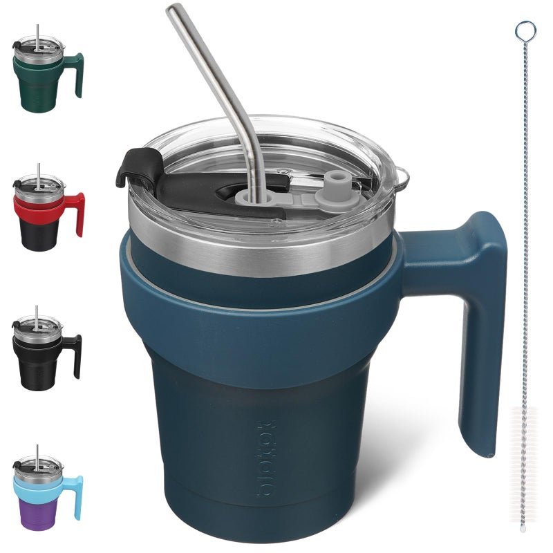 BJPKPK BJPKPK Tumbler With Handle 10oz Stainless Steel Insulated Tumbler Mugs With Lid And Straw For Women And MenNavy Blue