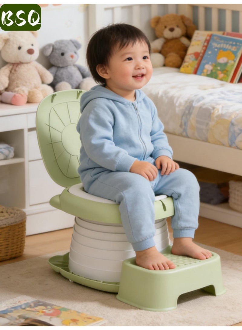 BSQ Foldable Kids Portable Potty with Cartoon Storage Box, Travel/Car/Home Use, Anti-Leak Easy Clean Toilet Training Tool，(Includes 1 storage bag and 1 roll of garbage bags) - Image 3