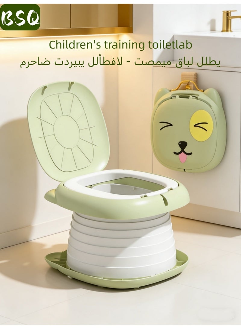 BSQ Foldable Kids Portable Potty with Cartoon Storage Box, Travel/Car/Home Use, Anti-Leak Easy Clean Toilet Training Tool，(Includes 1 storage bag and 1 roll of garbage bags) - Image 1