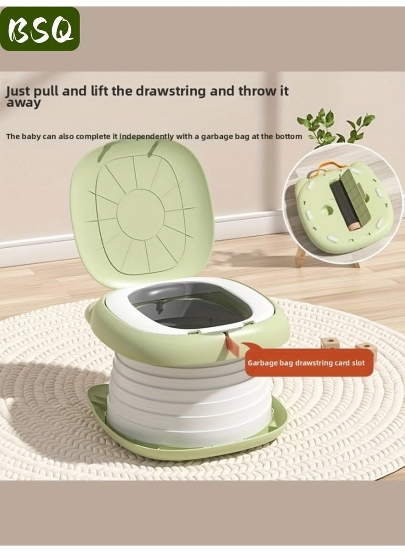 BSQ Foldable Kids Portable Potty with Cartoon Storage Box, Travel/Car/Home Use, Anti-Leak Easy Clean Toilet Training Tool，(Includes 1 storage bag and 1 roll of garbage bags) - Image 5