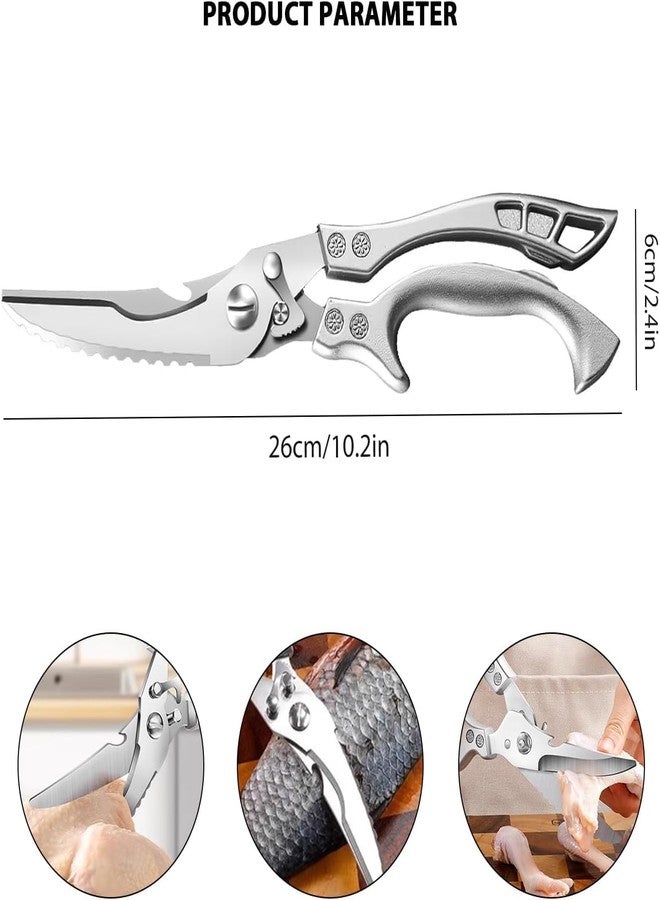 MOSFiATA Poultry Shears, Heavy Duty Kitchen Shears With Anti-Slip Handle，Poultry Scissors for Meat, Chicken, Bone,Turkey, Fish - Image 2