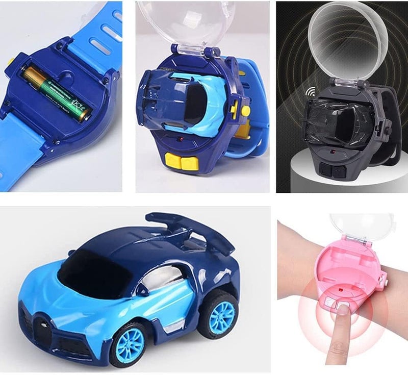 ويوبلز ساعة ألعاب سيارة صغيرة تعمل بالتحكم عن بعد جديدة لعام 2022 - ساعة يد لطيفة تعمل بتردد 2.4 جيجاهرتز، سيارة سباق كرتونية صغيرة قابلة للشحن عبر منفذ USB، ألعاب تفاعلية، هدية للأولاد والبنات (لون وردي) - Image 3