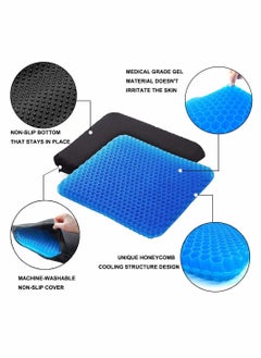 KASTWAVE Gel Seat Cushion Double Thick Egg Seat Cushion with Non slip Cover, Coccyx Cushion for Back & Sciatica Pain Office chair Car Seat Cushion Honeycomb Breathable Design, Durable, Portable  - Image 3