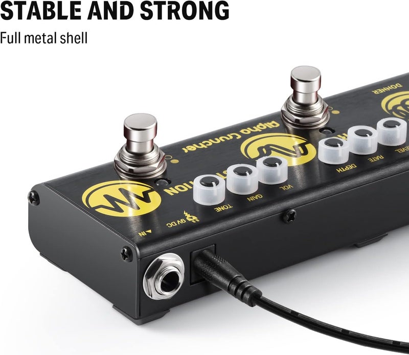 Donner Multi Guitar Effect Pedal Alpha Cruncher - Delay, Chorus, Distortion with Adapter - Image 3