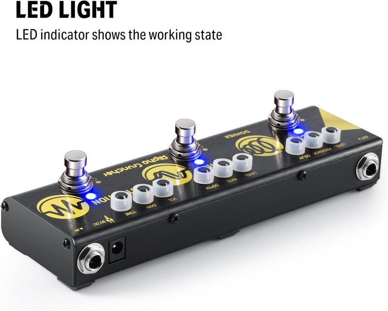 Donner Multi Guitar Effect Pedal Alpha Cruncher - Delay, Chorus, Distortion with Adapter - Image 4