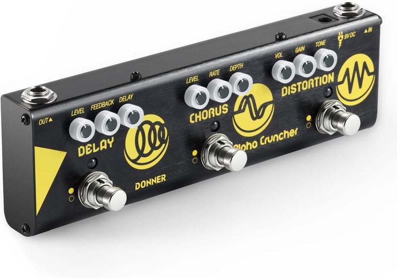 Donner Multi Guitar Effect Pedal Alpha Cruncher - Delay, Chorus, Distortion with Adapter - Image 1