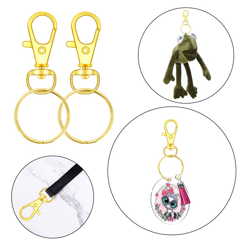 DSUWAZU 70PCS Swivel Snap Hooks with Key Rings, Metal Lobster Claw Clasp, Keychain Rings for Crafts (Gold, 1.2inch(32mm) - Image 5