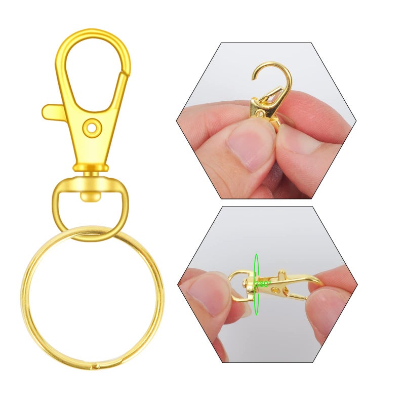 DSUWAZU 70PCS Swivel Snap Hooks with Key Rings, Metal Lobster Claw Clasp, Keychain Rings for Crafts (Gold, 1.2inch(32mm) - Image 3
