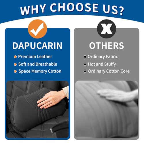 Dapucarin Lumbar Support Pillow for Car Seat, Office Chair Leather Memory Foam Lower Back Cushion for Back Pain Relief Improve Posture, Ergonomic Back Rest for Gaming Chair, Black, 1PC - Image 5