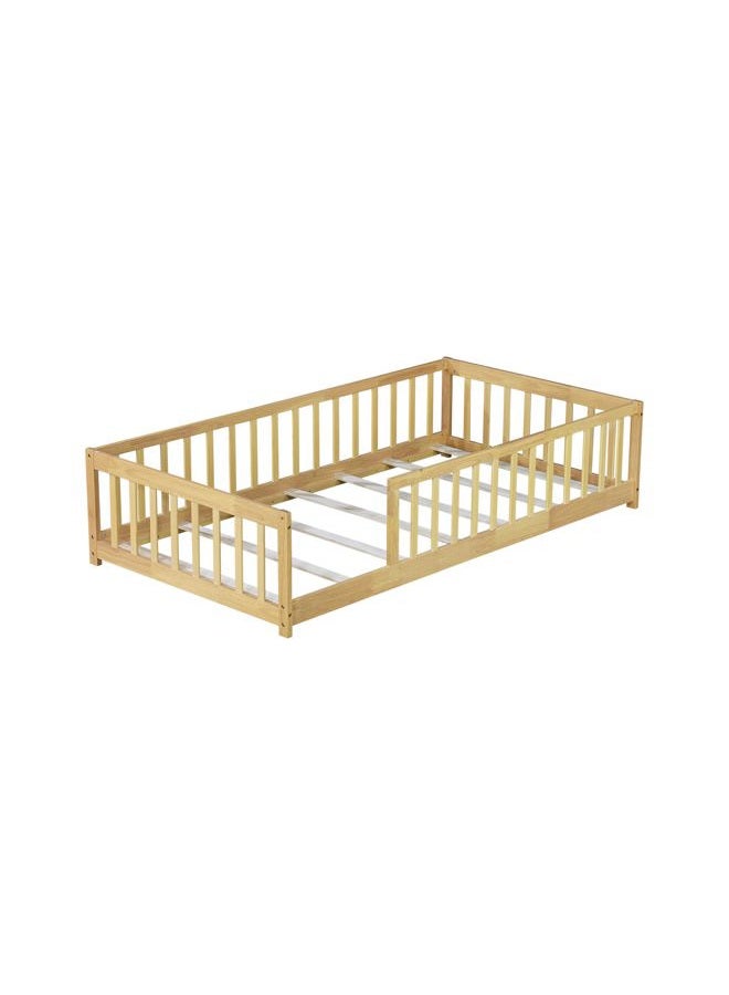 Bellemave Twin Size Kids Montessori Floor Bed,Twin Floor Bed Frame with Slats,Solid Wood Twin Bed Frame for Girls Boys,Natural - Image 5