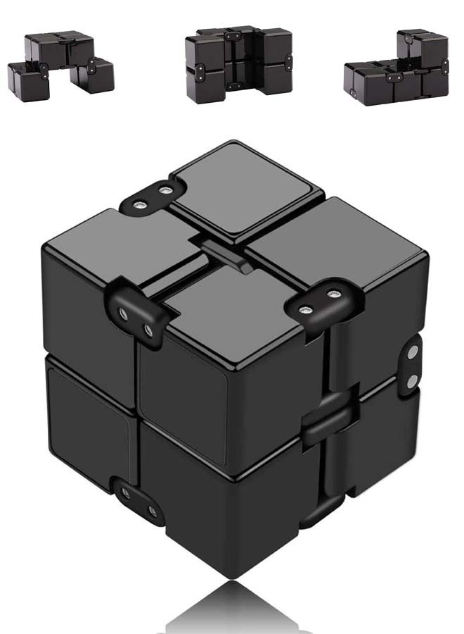 MUMO Infinity Cube Toy for Adults and Children, New Version Fidget Finger Toy Stress and Anxiety Relief, Killing Time Fidget Toys Infinite Cube for Office Staff (Black) - Image 1