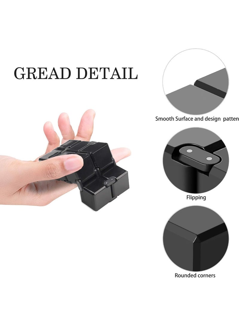 MUMO Infinity Cube Toy for Adults and Children, New Version Fidget Finger Toy Stress and Anxiety Relief, Killing Time Fidget Toys Infinite Cube for Office Staff (Black) - Image 4