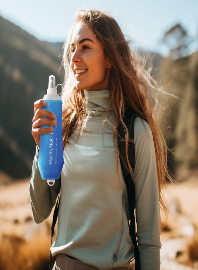 ZESION Soft Flask, TPU Collapsible Runner Water Bottle, for Hydration Flask/Running Vests-Running, Hiking, Cycling Folding Bottle (250 ml) - Blue - Image 5