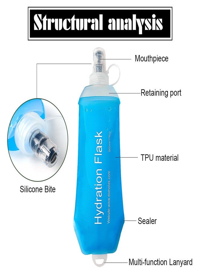 ZESION Soft Flask, TPU Collapsible Runner Water Bottle, for Hydration Flask/Running Vests-Running, Hiking, Cycling Folding Bottle (250 ml) - Blue - Image 4