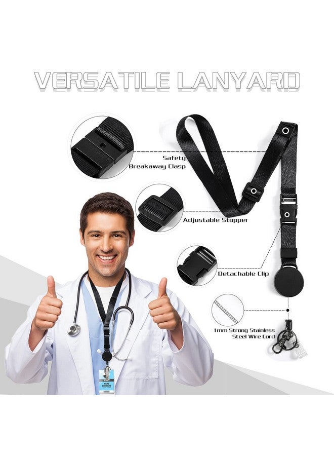 DELSWIN Heavy Duty Retractable Lanyard Breakaway Lanyards For Id Badges Keys Retractable Keychain With Upgraded Carabiner Key Ring And 2Card Thumbslot Badge Holder 8 Oz Retraction - Image 2