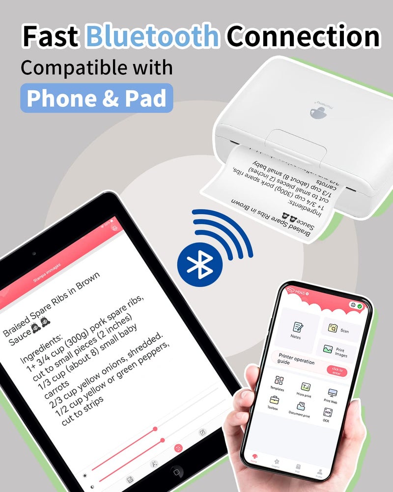 Phomemo M04S Bluetooth Portable Printer Printpod -Thermal Label Printer Notes Printer, Support 2/3/4 inch Printing, Compatible with Phones, Computer, 300dpi, Great for Document, Notes, Sticker, Label - Image 5