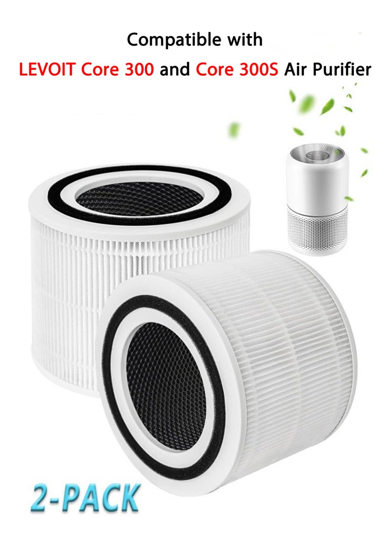 2 حزمة كور 300 مرشح بديل متوافق مع LEVOIT Core 300 و Core 300S لتنقية الهواء ، 3 في 1 H13 فلتر HEPA الحقيقي والكربون المنشط - مقارنة بالجزء # Core 300-RF - Image 1
