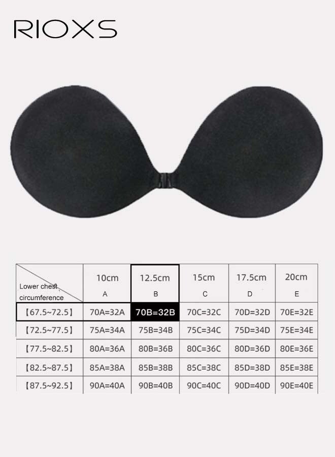RIOXS Women's Bra, Adhesive Bra Push Up Invisible Bra, Soild Color Silicone Bra Cups, Backless Pushup Lift Bra, Strapless Sticky Bras For Women, Lighweight Deep V-Shaped Bra, Ladies Comfy Bra  - Image 3