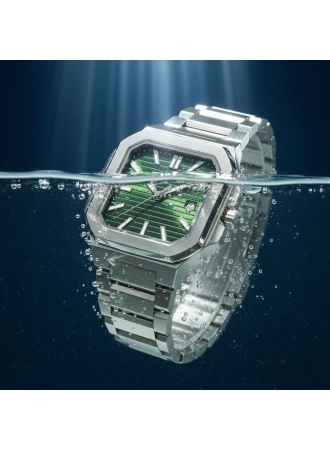 TOMRICH Vertex Men’s Luxury Analog Watch Stainless Steel Square Case Green Dial Wrist Watch TR1002M - Image 4