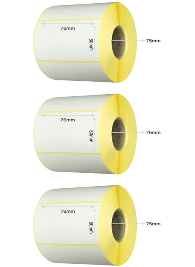 أوفيس ميكر Office Maker Direct Thermal Barcode Label 76mm x 50mm x 1 "inch core - 1000 labels per roll Direct Thermal Printing(3 pieces of pack) - Image 1