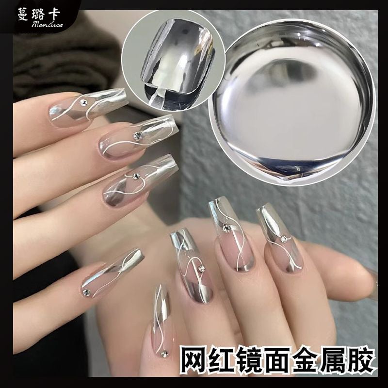 Japanese Filling Manicure Mirror Metal Glue Silver Super Bright French Painting Drawstring Hook Edge Painted Potherapy Nail Polish Glue - Image 3