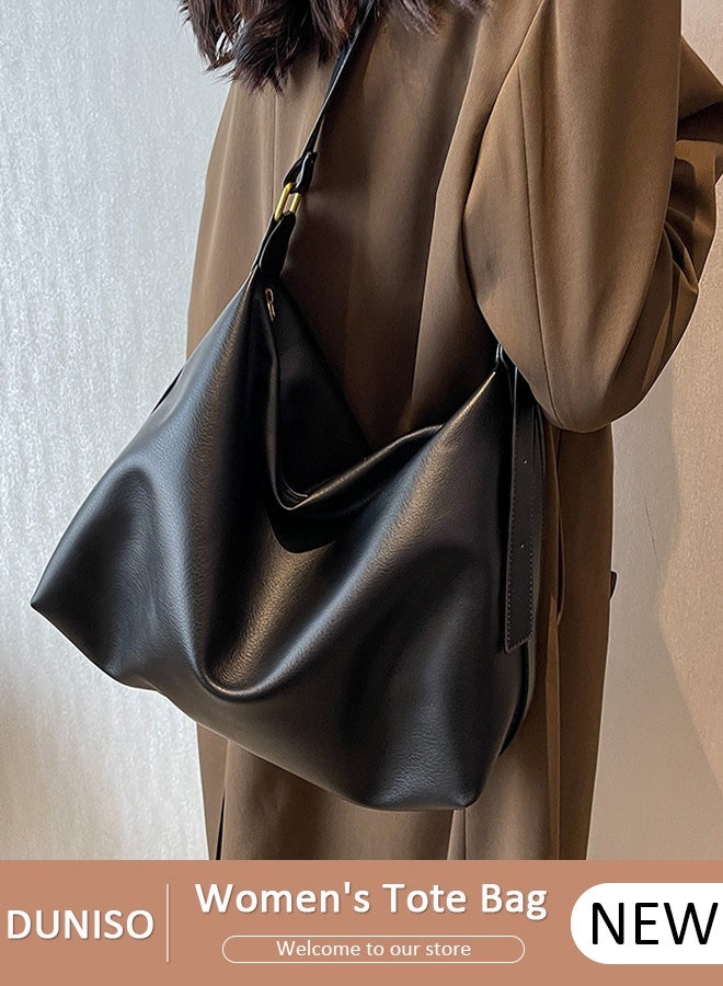 DUNISO Women's Shoulder Tote Bag Faux Leather Handbag for Women Large Capacity Messenger Bag, Fashionable Travel Shoulder Bag for Ladies Girls College Students - Image 1
