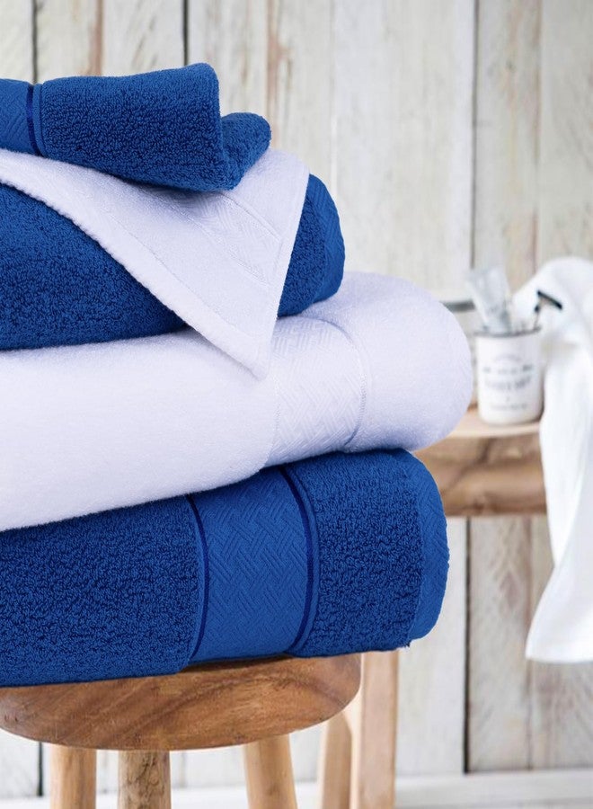 COZYART طقم مناشف حمام كوزي آرت باللون الأزرق الملكي، 6 قطع، منشفتان كبيرتان، منشفتان لليدين، منشفتان للوجه، مصنوع من قطن تركي فاخر 100%، بوزن 650 غرام/متر مربع، بجودة فندقية، ناعم، ماص، طقم مناشف للحمام - Image 2