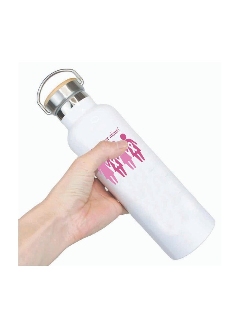 PRINTSHOP4ME PinkCancer Awareness Stainless Steel Water Flask Bottle with Bamboo Cap – 600ml Eco-Friendly Reusable Flask – Perfect for On-the-Go Hydration  - Image 5