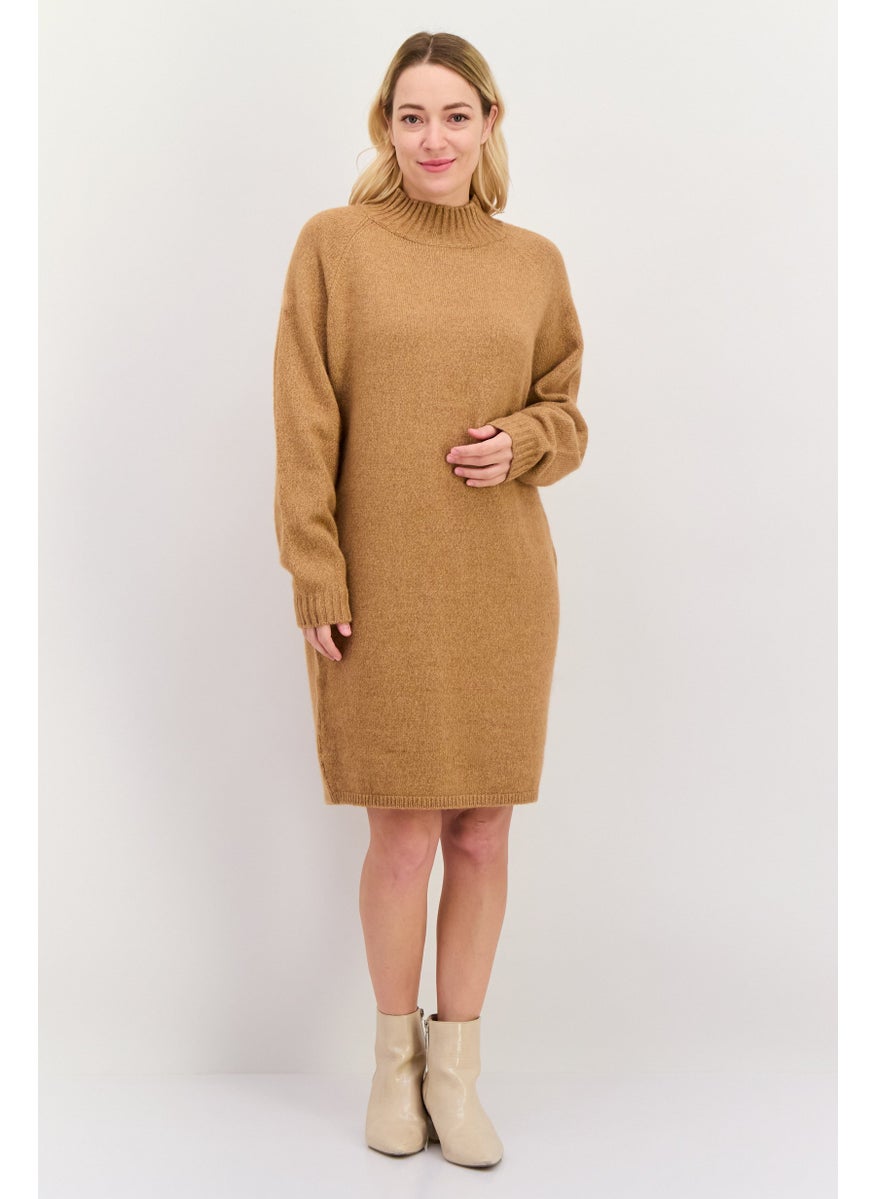 HUGO BOSS Women Knitted Sweater Dress, Brown  - Image 4