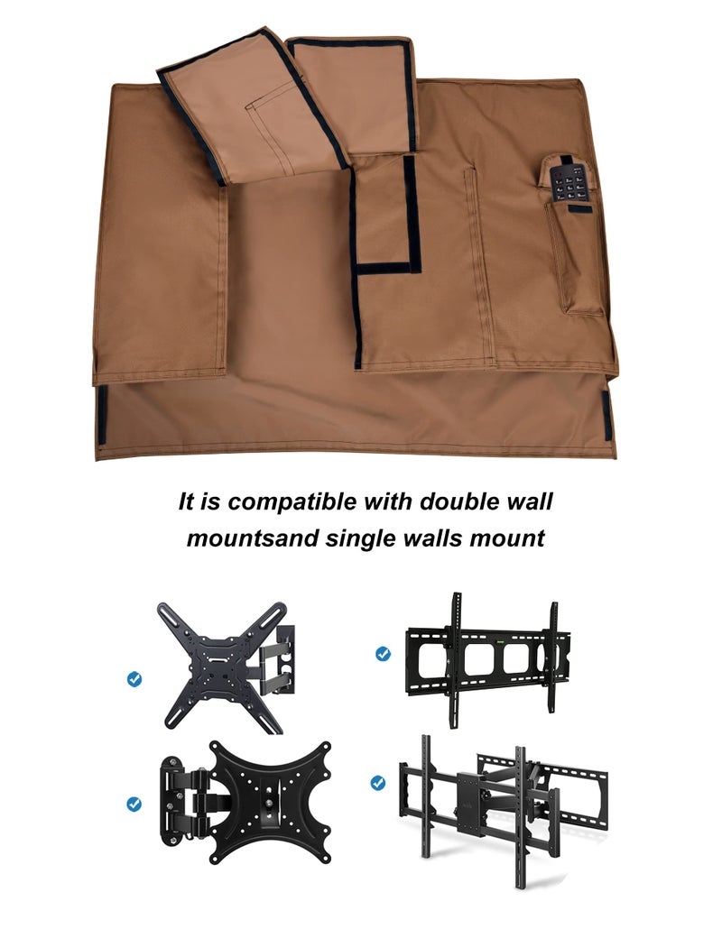 iBirdie Outdoor TV Cover 70 to 75 inch Weatherproof, Cover Size 68''L x 42''H, Waterproof for Outside Flat Screen 70 to 75 inch TV, Brown, 600D Thick Fabric Screen Protector with Bottom - Image 4