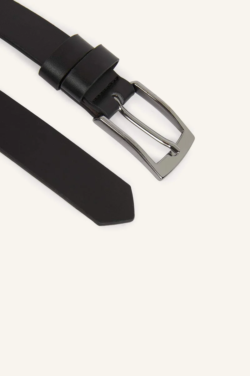 Defacto Man Rectangle Clasp Faux Leather Classic Belt