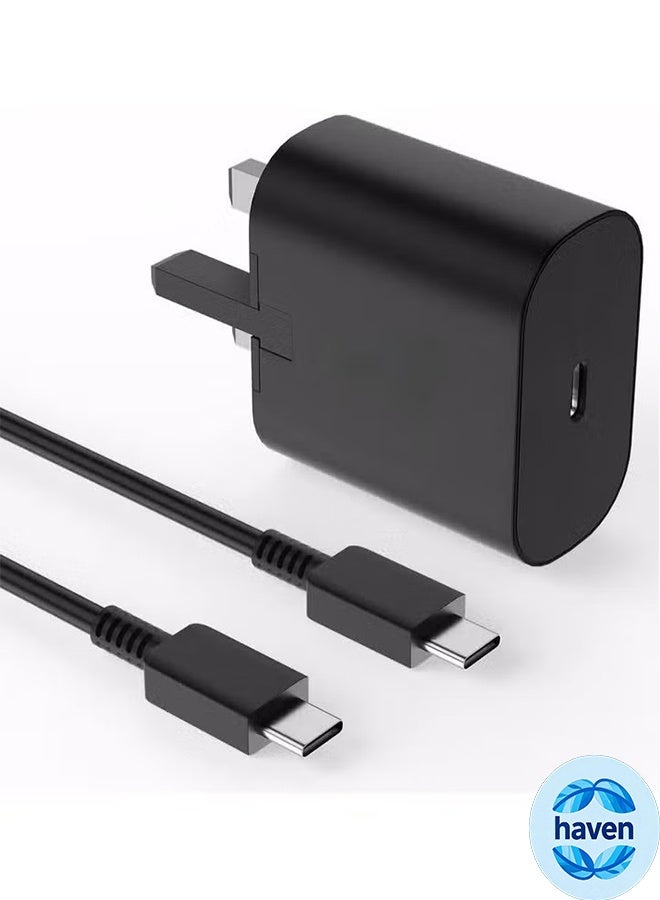 HAVEN 45W Super Fast Charger Compatible With Samsung Type C Plug with USB C Cable, Wall Charger Plug Adaptor and Cable Compatible With Samsung Galaxy S24 Ultra/S24 Plus/S23 FE/S24/S22/S21 S20,A54 A25 A15 A05S A53 A34 A23 5G,Z Fold 4 5/Z Filp,Tab S7 S8 S9 - Image 1