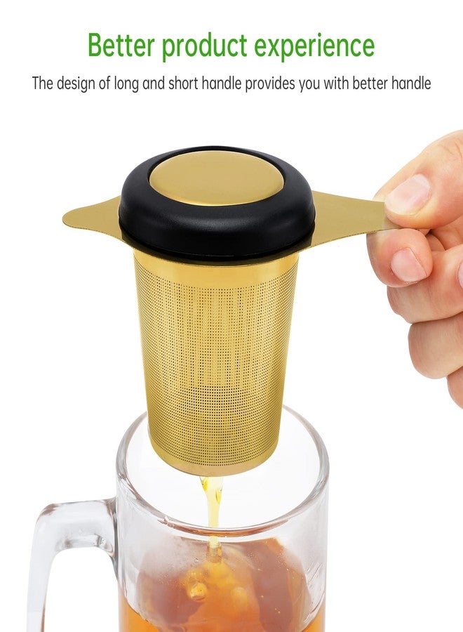 Maqqet Tea Infuser Basket Stainless Steel Tea Strainer Tea Filter With Small Strainer And Lid Tea Diffuser For Loose Tea Superior Brewing Experience (One pack gold) - Image 3