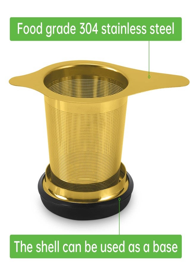 Maqqet Tea Infuser Basket Stainless Steel Tea Strainer Tea Filter With Small Strainer And Lid Tea Diffuser For Loose Tea Superior Brewing Experience (One pack gold) - Image 4