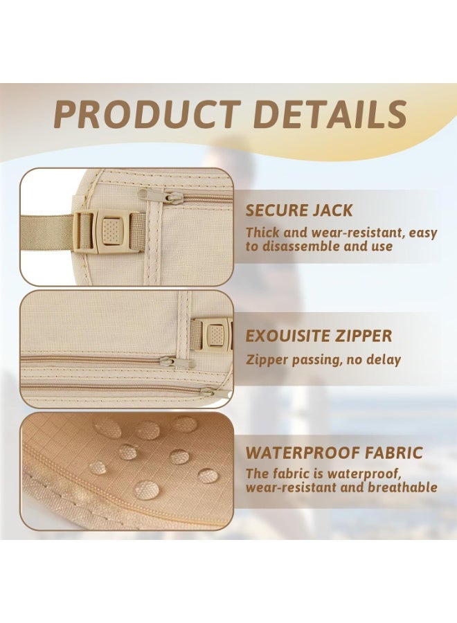 CMGTYYD. حزامان آمنان للسفر، جراب مضاد للسرقة ومقاوم للماء، حامل جواز سفر مخفي، محفظة مرنة غير مرئية قابلة للتعديل للرجال والنساء، جيب سفلي للخصر، حقيبة خصر آمنة للسفر، مناسبة لتمشية الكلاب. - Image 4