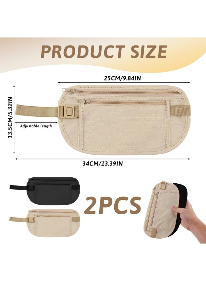 CMGTYYD. حزامان آمنان للسفر، جراب مضاد للسرقة ومقاوم للماء، حامل جواز سفر مخفي، محفظة مرنة غير مرئية قابلة للتعديل للرجال والنساء، جيب سفلي للخصر، حقيبة خصر آمنة للسفر، مناسبة لتمشية الكلاب. - Image 2