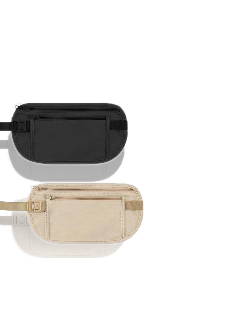 CMGTYYD. حزامان آمنان للسفر، جراب مضاد للسرقة ومقاوم للماء، حامل جواز سفر مخفي، محفظة مرنة غير مرئية قابلة للتعديل للرجال والنساء، جيب سفلي للخصر، حقيبة خصر آمنة للسفر، مناسبة لتمشية الكلاب. - Image 1