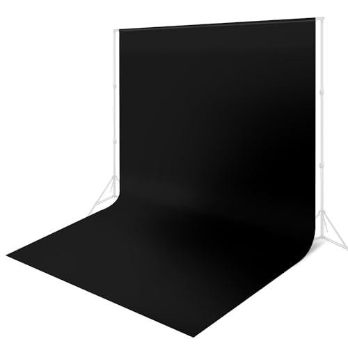 Linhedai 10 x 20 ft Backdrop Background Black Screen Black Backdrop for Photography Video Recording Picture Shooting high Density Polyester Fabric Pure Recording Parties Curtain - Image 1
